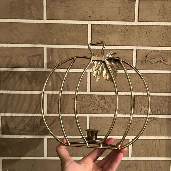 Vintage Pumpkin Wall Hanging Candlestick Holders in Gold Lot of 2 - Picture 13 of 15